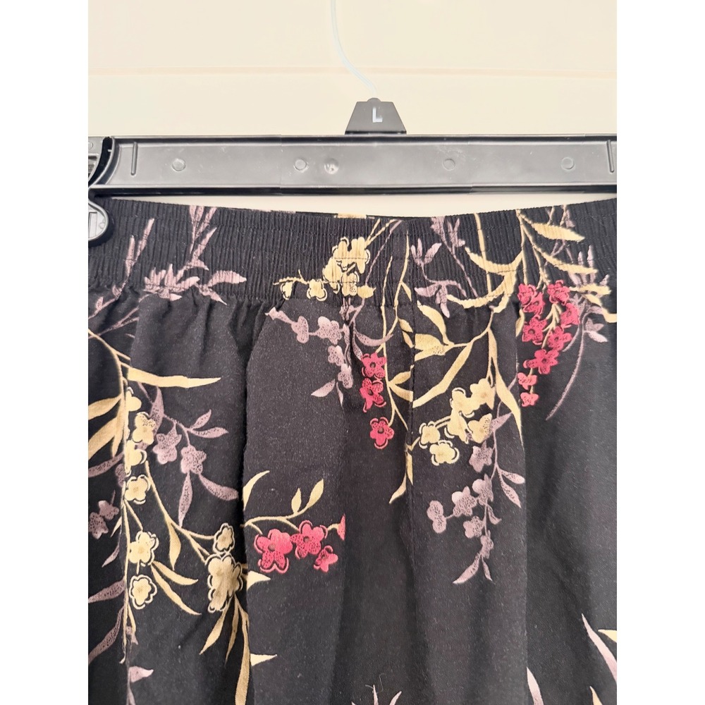 Vintage Sag Harbor Floral Midi Skirt Elastic Waist Pockets Botanical Print L - Picture 5 of 6